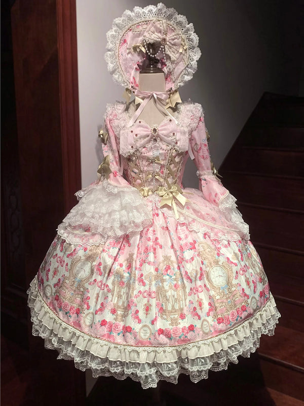 Sugar Girl - Rose Garden Prelude - Sweet Lolita OP Dress, Floral Printed