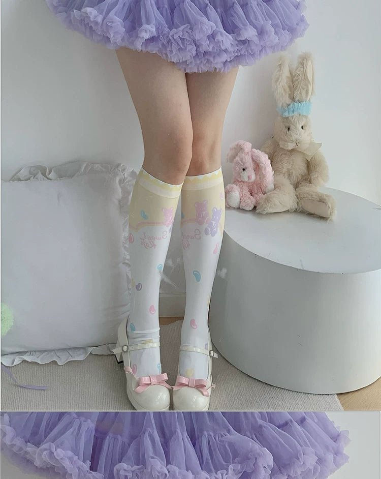 roji roji - Candy Bag - Printed Over-the-Knee Socks with Candy Motifs