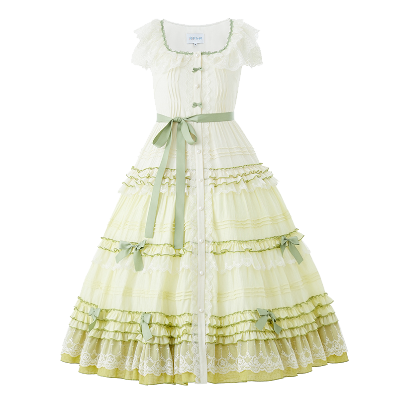 Carol Goddess - Tasha's Garden - Gradual sage green gradient lolita