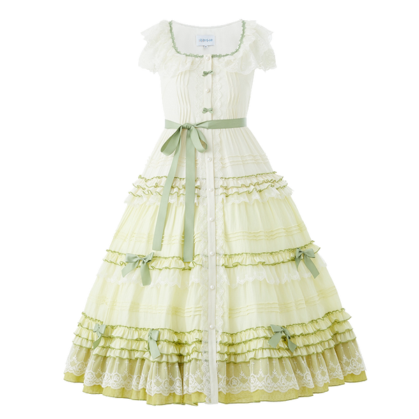 Carol Goddess - Tasha's Garden - Gradual sage green gradient lolita