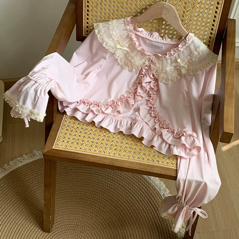Island Diary - Classic Lolita Flutter Sleeve JSK Dress, Ruffled Lace (L M S) 45533:855185