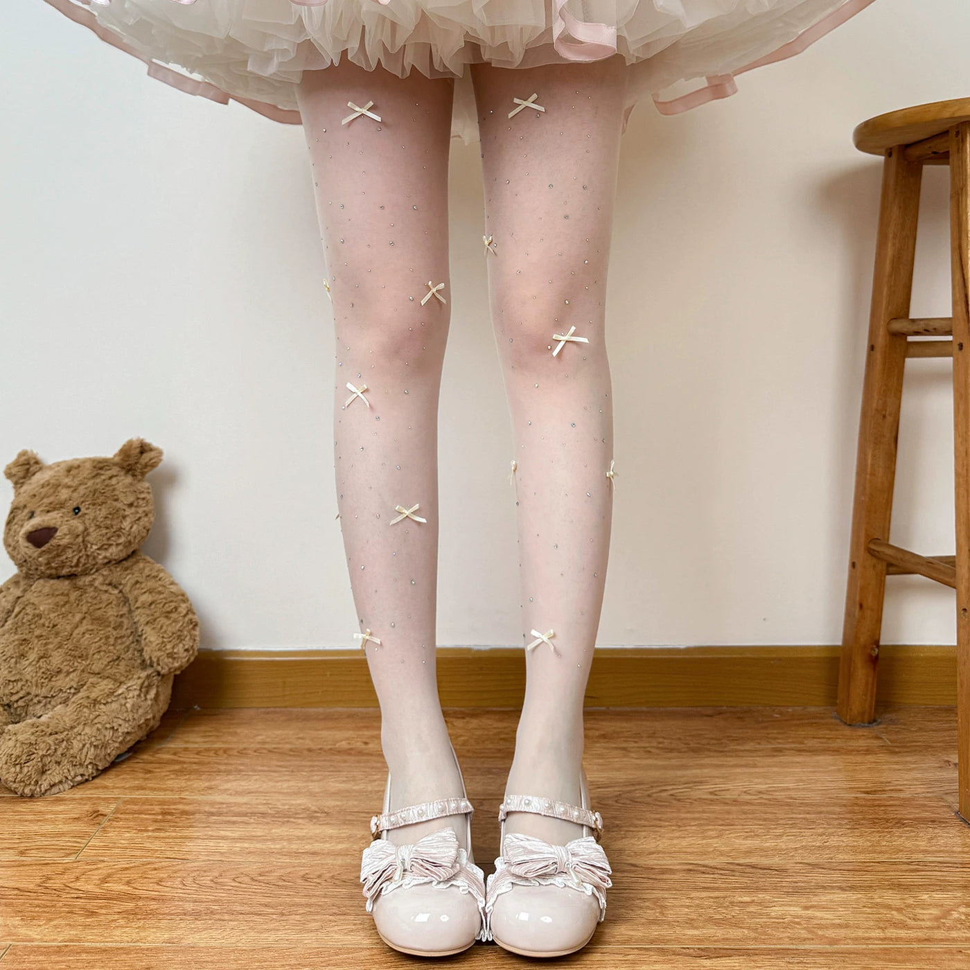 Chubby Bear Tales - Ballet Bow Collection - Tights with Decorative Bow and Motif Variations