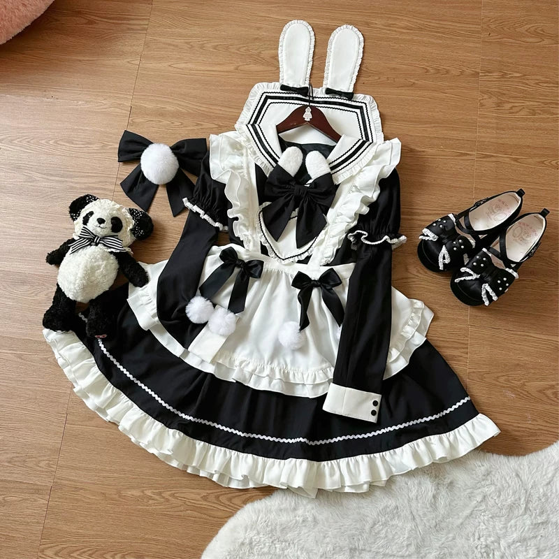 Lady Han Sweet Bunny Ball Lolita dress featuring a cute, pastel-colored OP style with bunny motifs and delicate lace details.