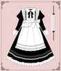S / black long sleeve dress+appron+hairband