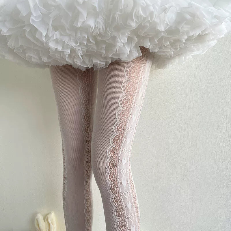 Sock Noble - Lace Faux Over-the-Knee - Faux Over-the-Knee Pantyhose with Lace Panels