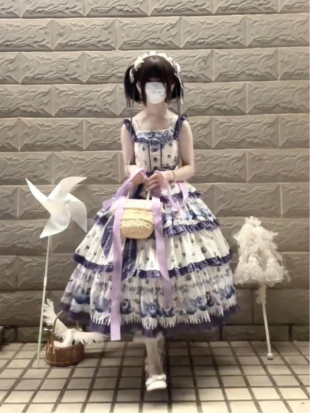 Creamy - Purple Blueberry - JSK Dress with an Included Headscarf