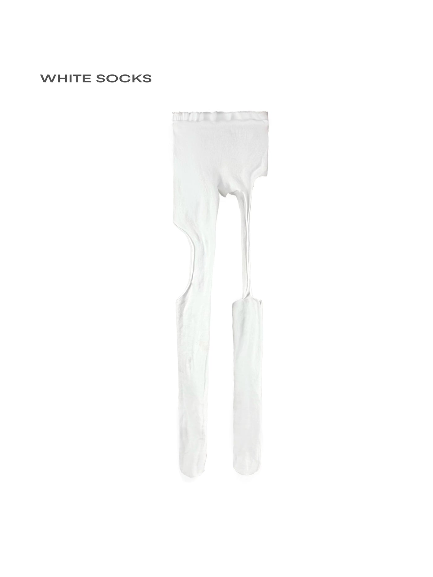 White Socks - Garter Cutout - Sheer cutout tights with integrated garter-style straps