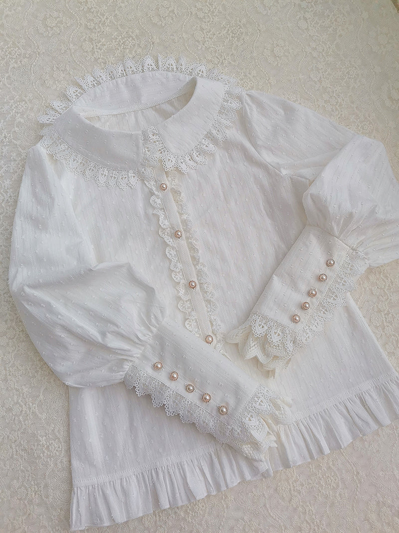 Yilia - Sweet Lolita Peter Pan Collar - Cotton Blouse Innerwear