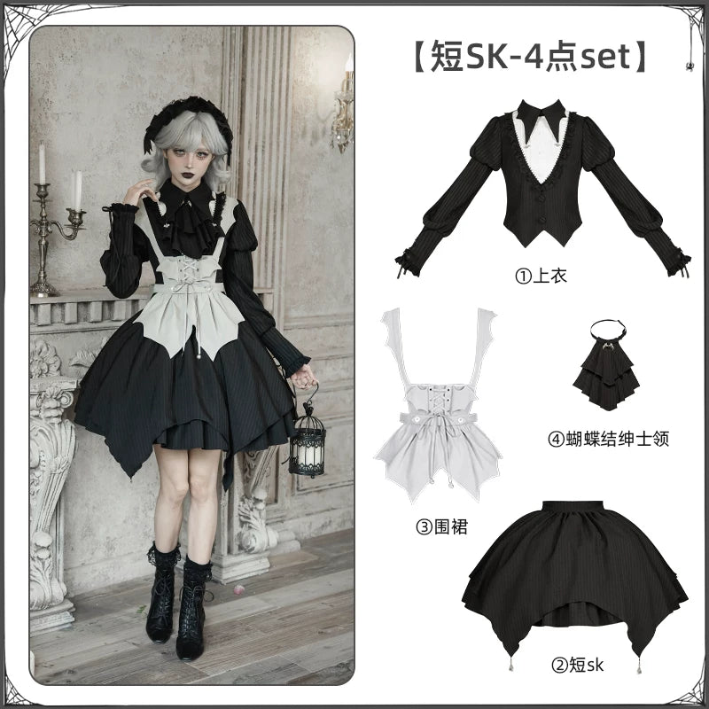 With PUJI - Night Talk - Gothic Lolita Skirt Dress Set, Batwing-shaped Accents detail view 8