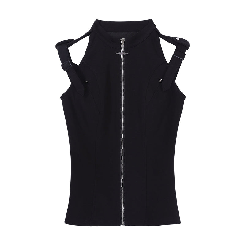 Nightblade - Black Ouji Lolita Apron Pants Suit Top Only S