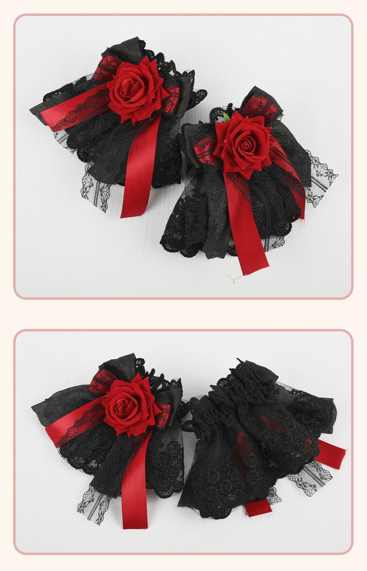 Stardust Rose - Rose Covenant - Lolita Accessories with Red Roses and Black Lace