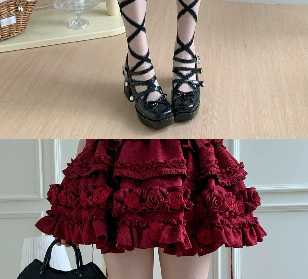 roji roji - Angel and Demon Heart - White or Black Socks in Three Lengths