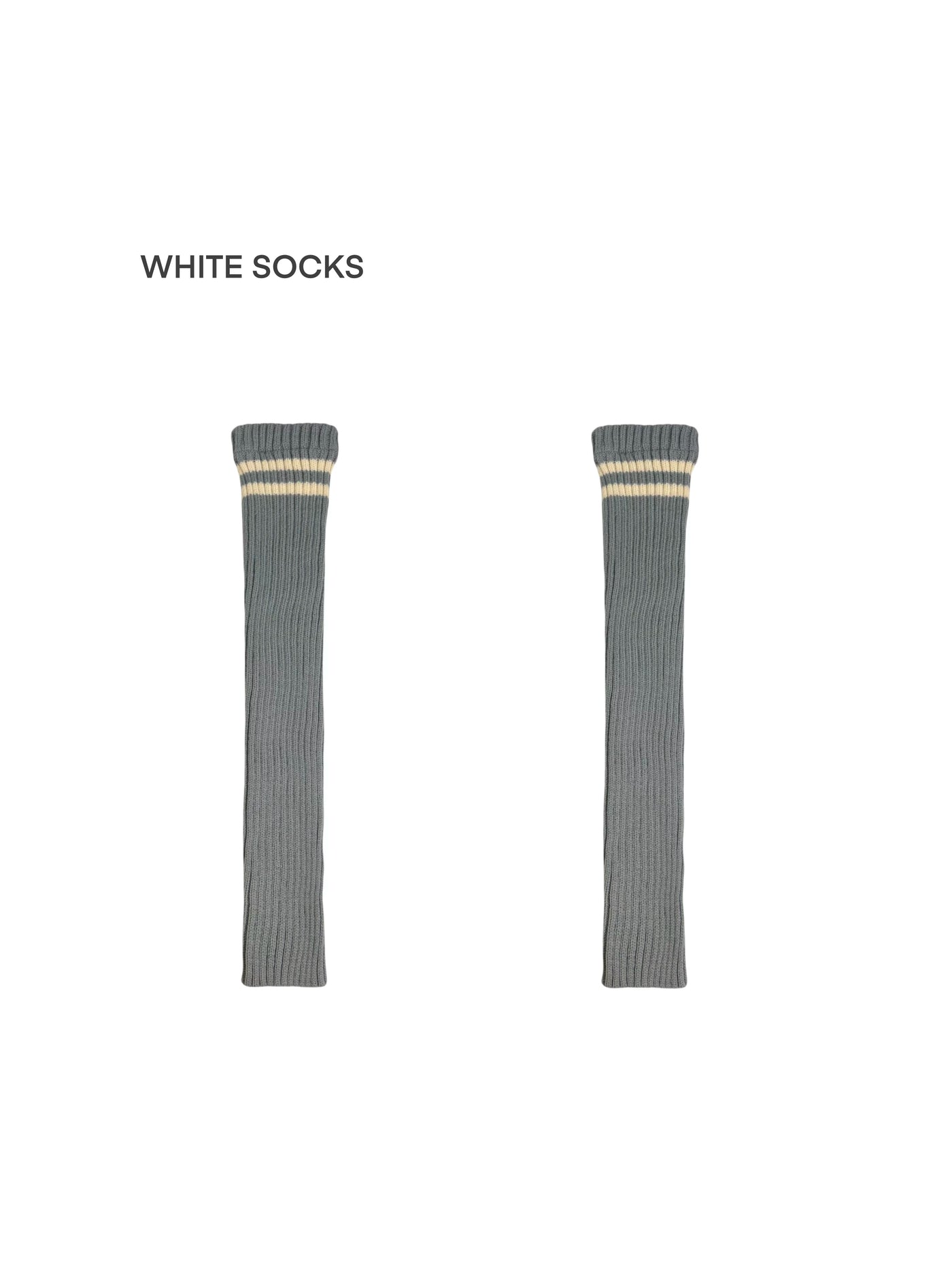 White Socks - Campus Stripe - Ribbed Over-the-Knee Leg Warmers with Contrasting Stripe Bands