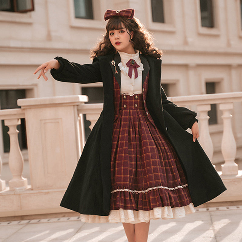Rose Silhouette - Vintage Woolen Cape Hooded Long Coat XS black hooded long coat + cape