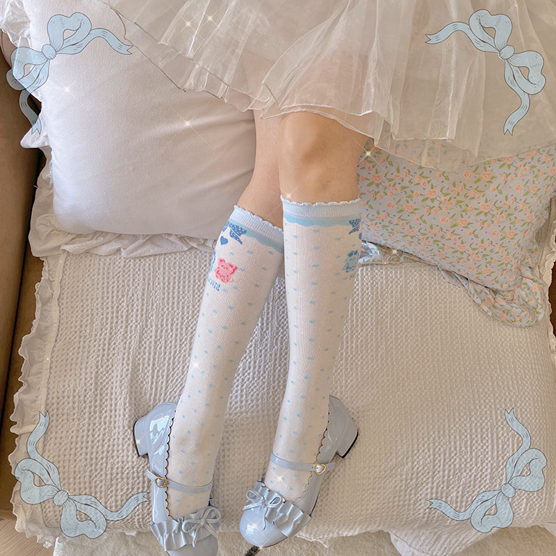 Roji Roji - Bear Bunny Cotton Lolita Calf Socks - Socks