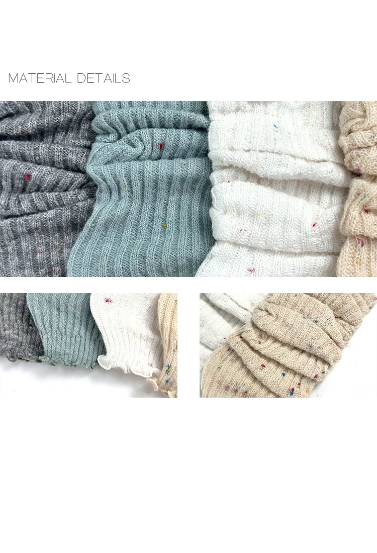 White Socks - Colorful Dot Knit - Slouch Leg Warmers with Colorful Dots