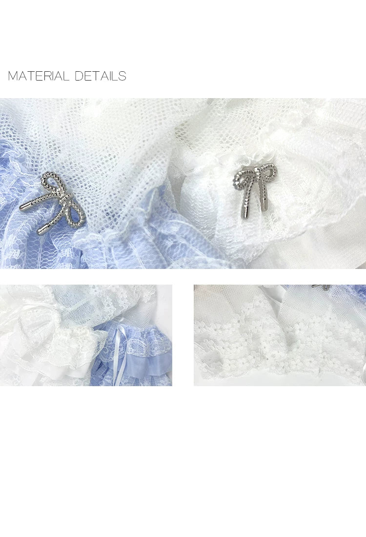 White Socks - Lace Ribbon - Layered Lace Leg Warmers with Ribbon Ties