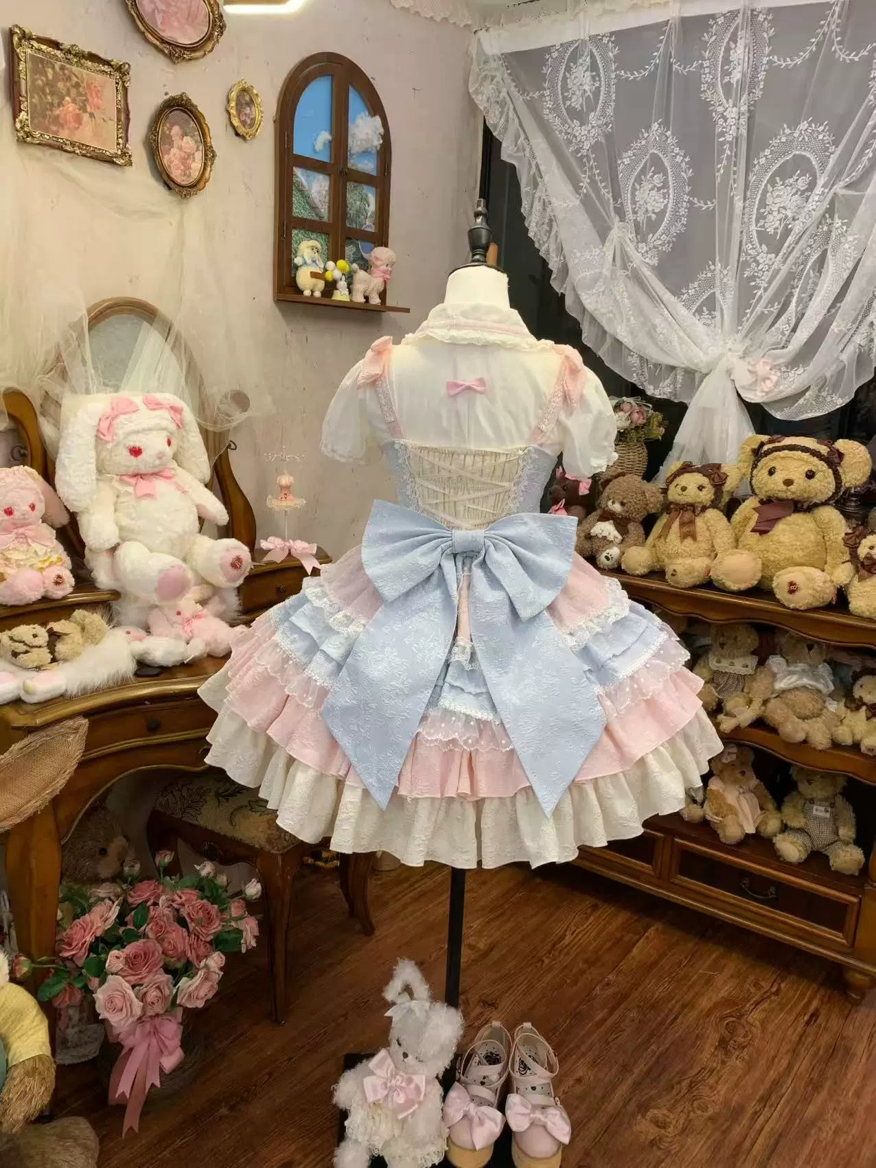YoYo - Dopamine Sweet Lolita - Tiered Bow-Accented Pastel Dress