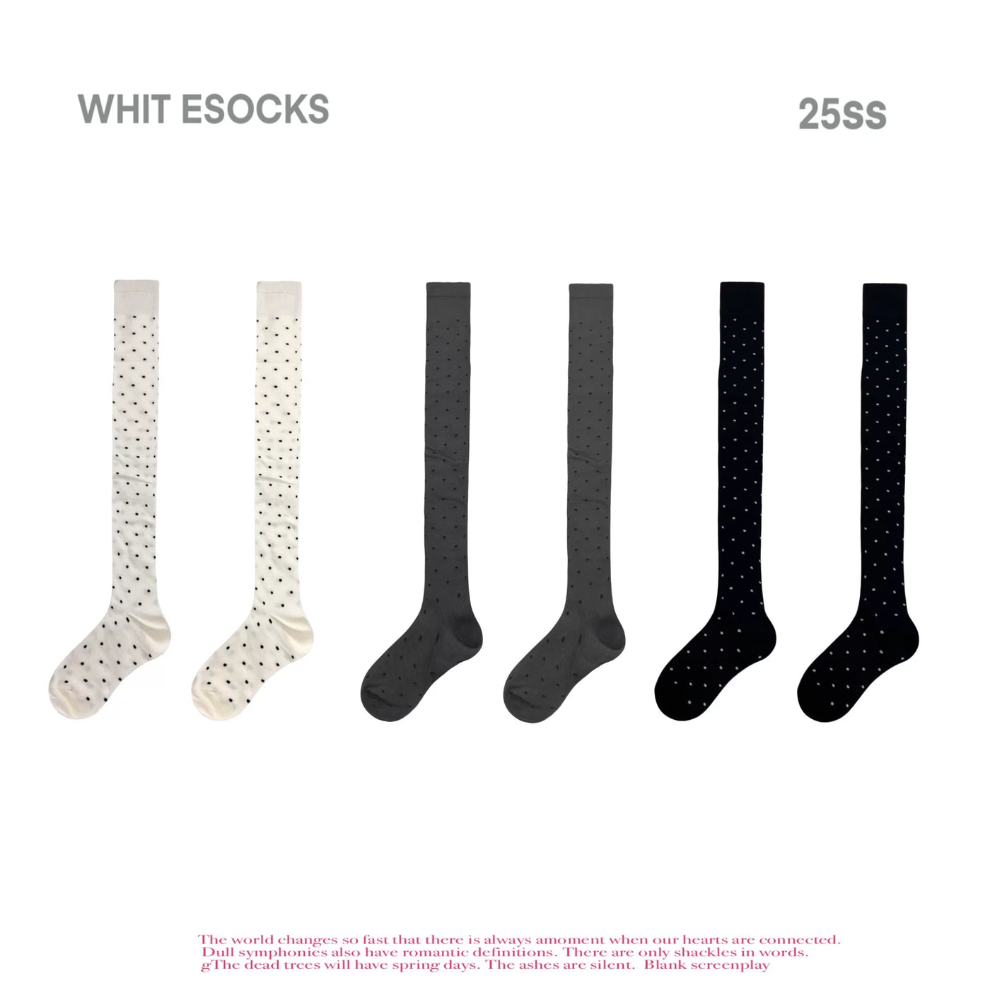 White Socks - Japanese Dot - Over-the-Knee Socks with Polka-Dot Pattern