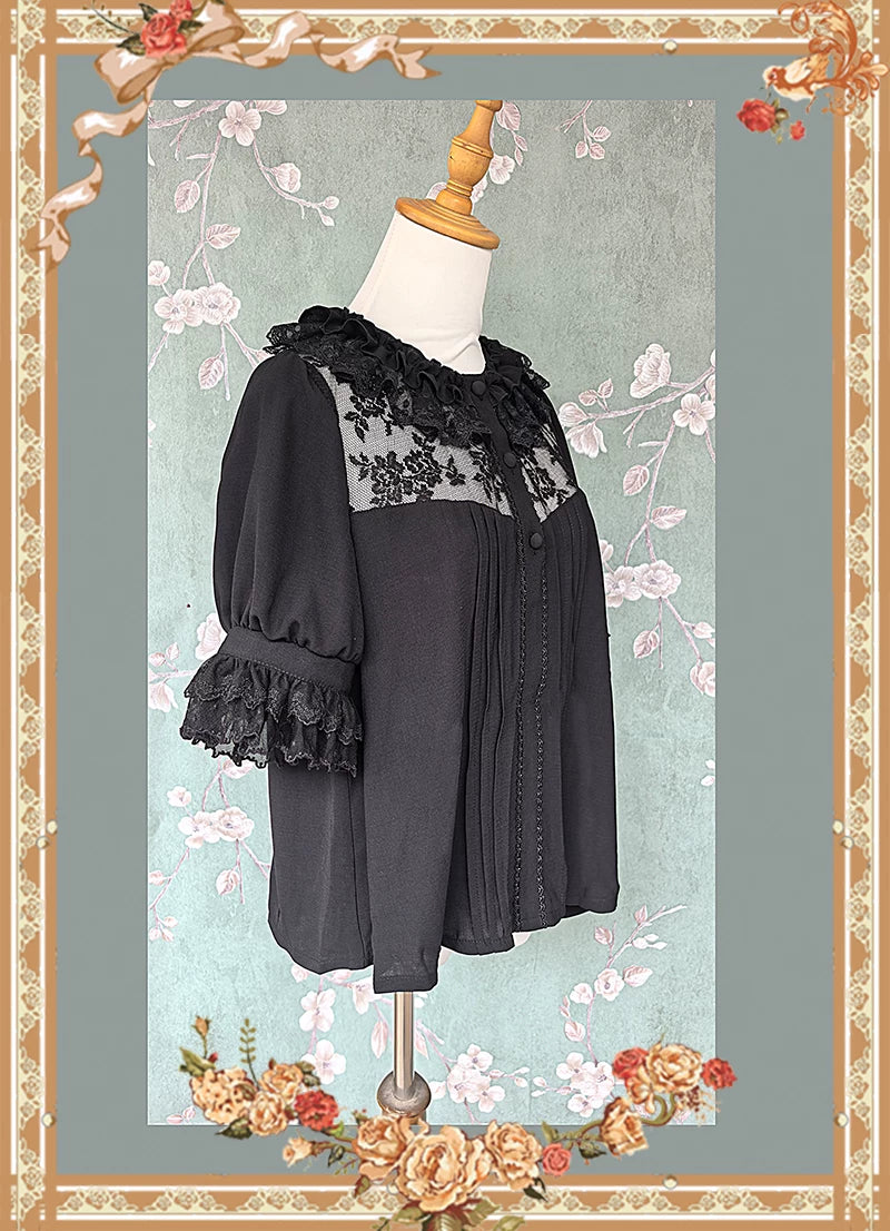Infanta - Frosted Fruit - Short-Sleeve Lace Yoke Blouse