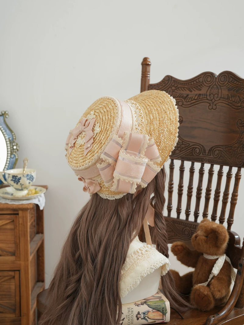 Star Box - Old Summer Shadow - Straw Bonnet with a Lace-Trimmed Brim