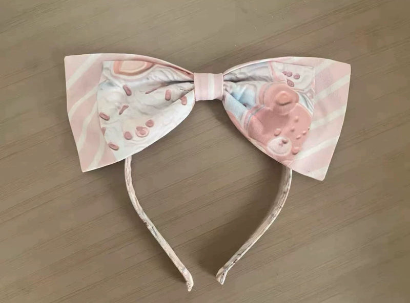 GZYRZ - Macaron Milk Bear - Teddy Bear Print JSK with Apron and Headband Options