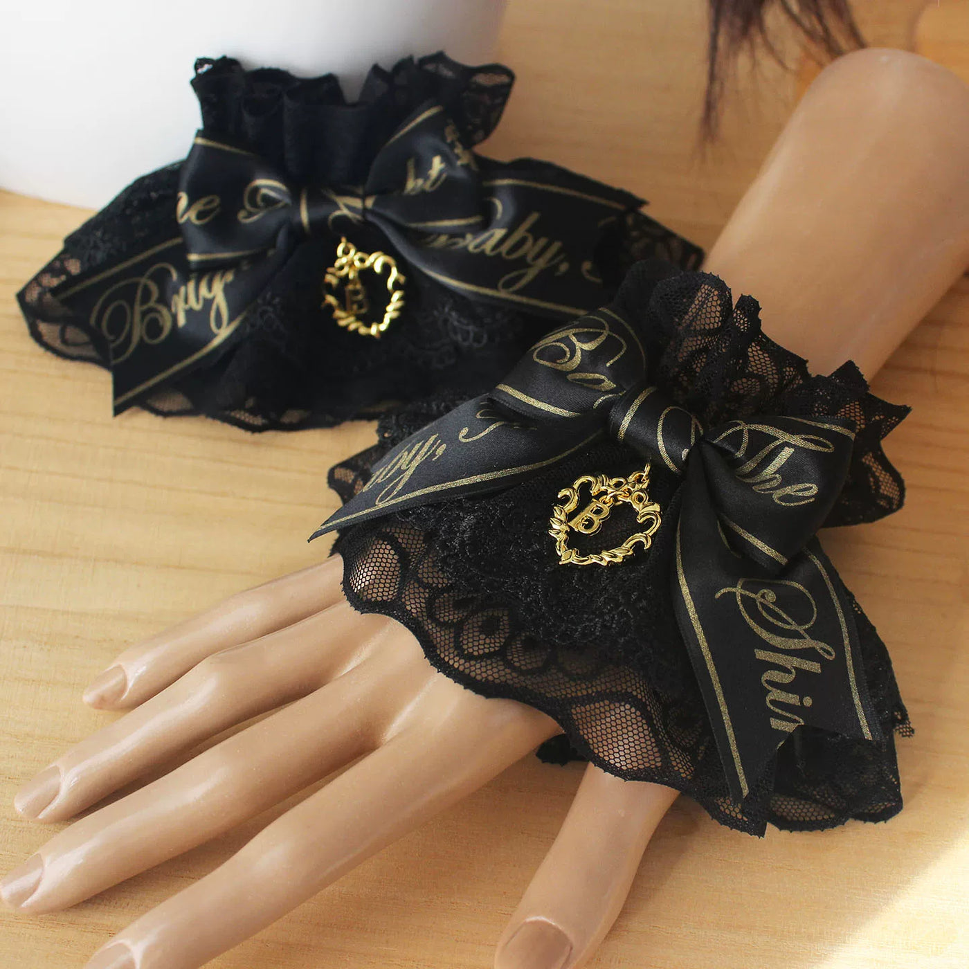 Deer Girl Handmade - 18th Anniversary Dream Bow - Black-and-Gold Headwear and Accessory Selection with Ruffled Details