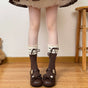 Coffee-colored socks, coffee-colored ribbon, mid-short socks / One Size