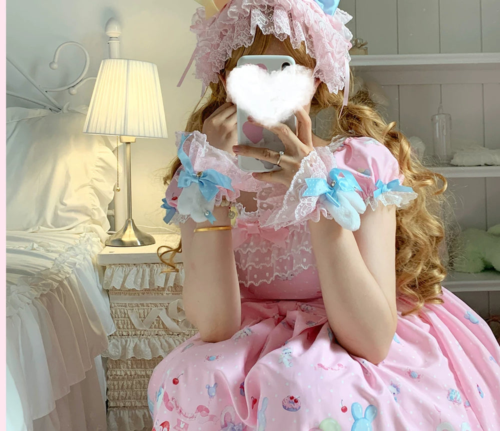 roji roji layered ribbon bow headwear shown in pink and a box of multicolour bow options.