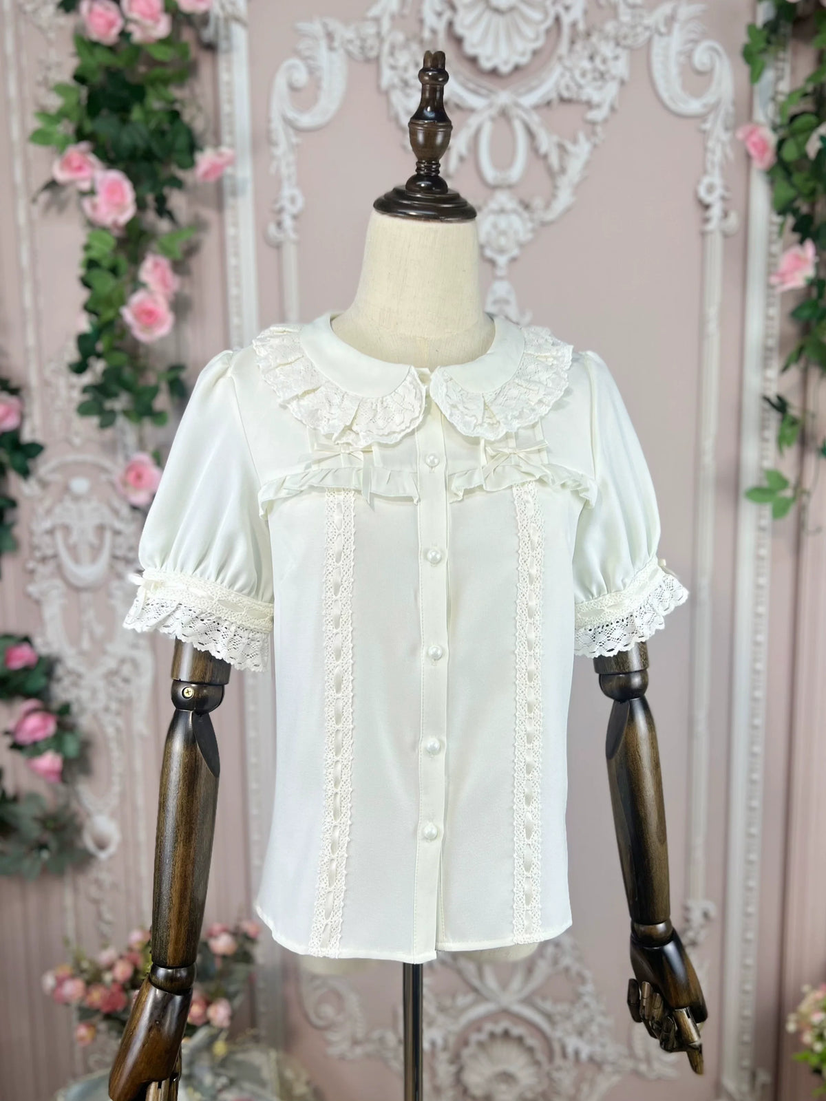 DMFS Lolita - Vintage Doll - Short-Sleeve Sweet Lolita Shirt with Doll Collar - product detail 6