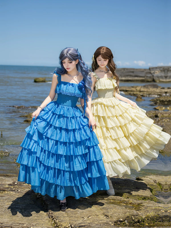 With PUJI - Foam Rain - Lolita OP Dress, Ruffle Trim & Square Neckline product view