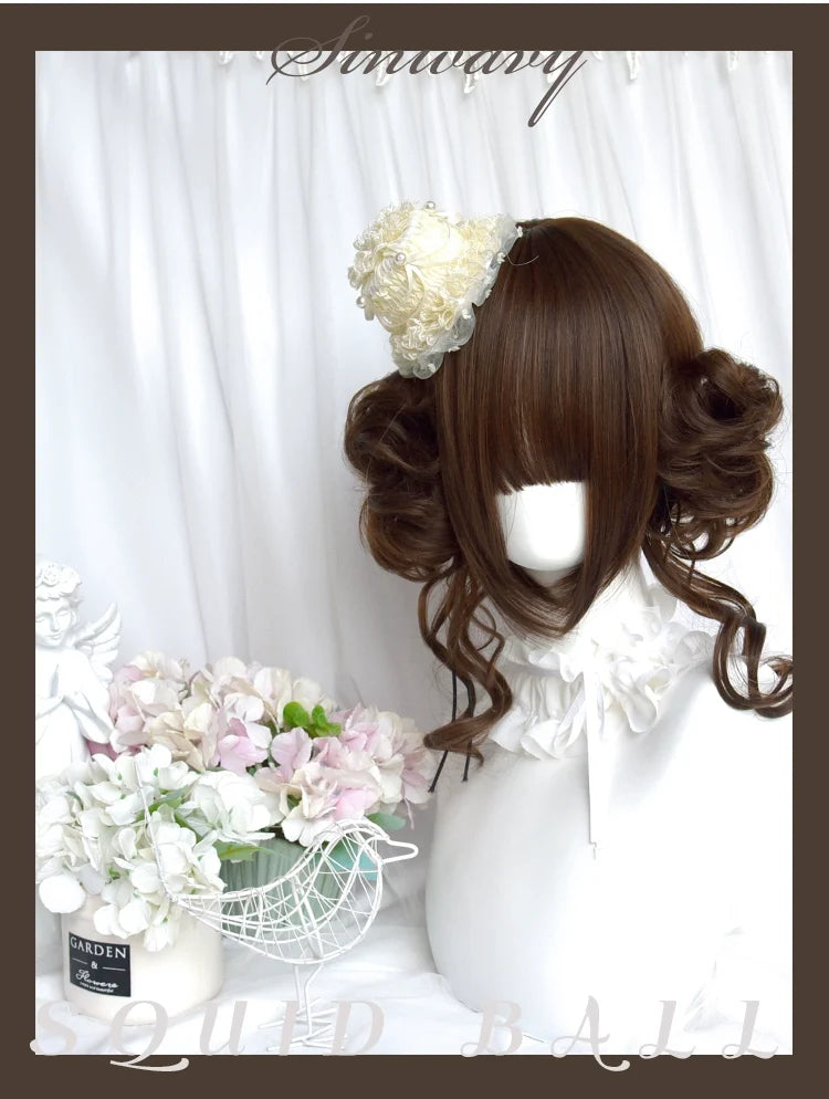 Sinwavy - Kawaii Lolita Brown Wig Cute Bun - Ponytail Doll-like Wig Wig