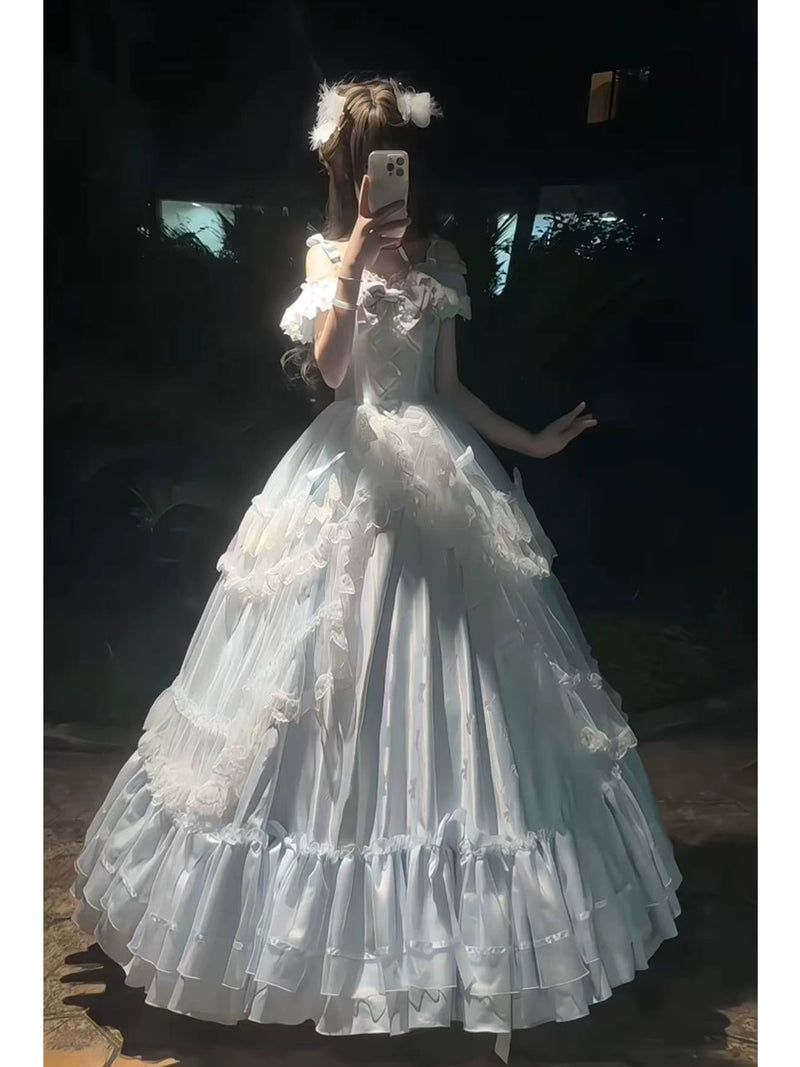 Emoji Dream - Lolita Ball Gown - Blue formal Lolita one-piece dress
