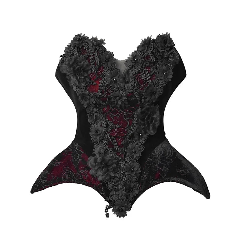 BLOOD SUPPLY: Castle of Passion Crimson Velvet Corset Top and Gloves, product view 7