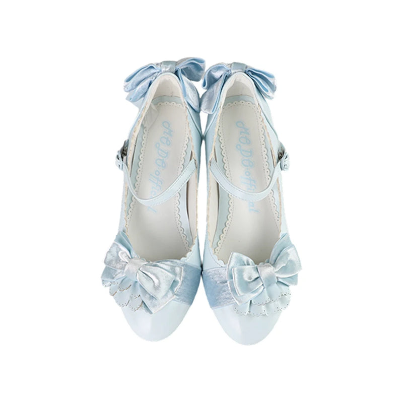 MODO Doll Ball Floral Bow Lolita Heels – Blue – view 8