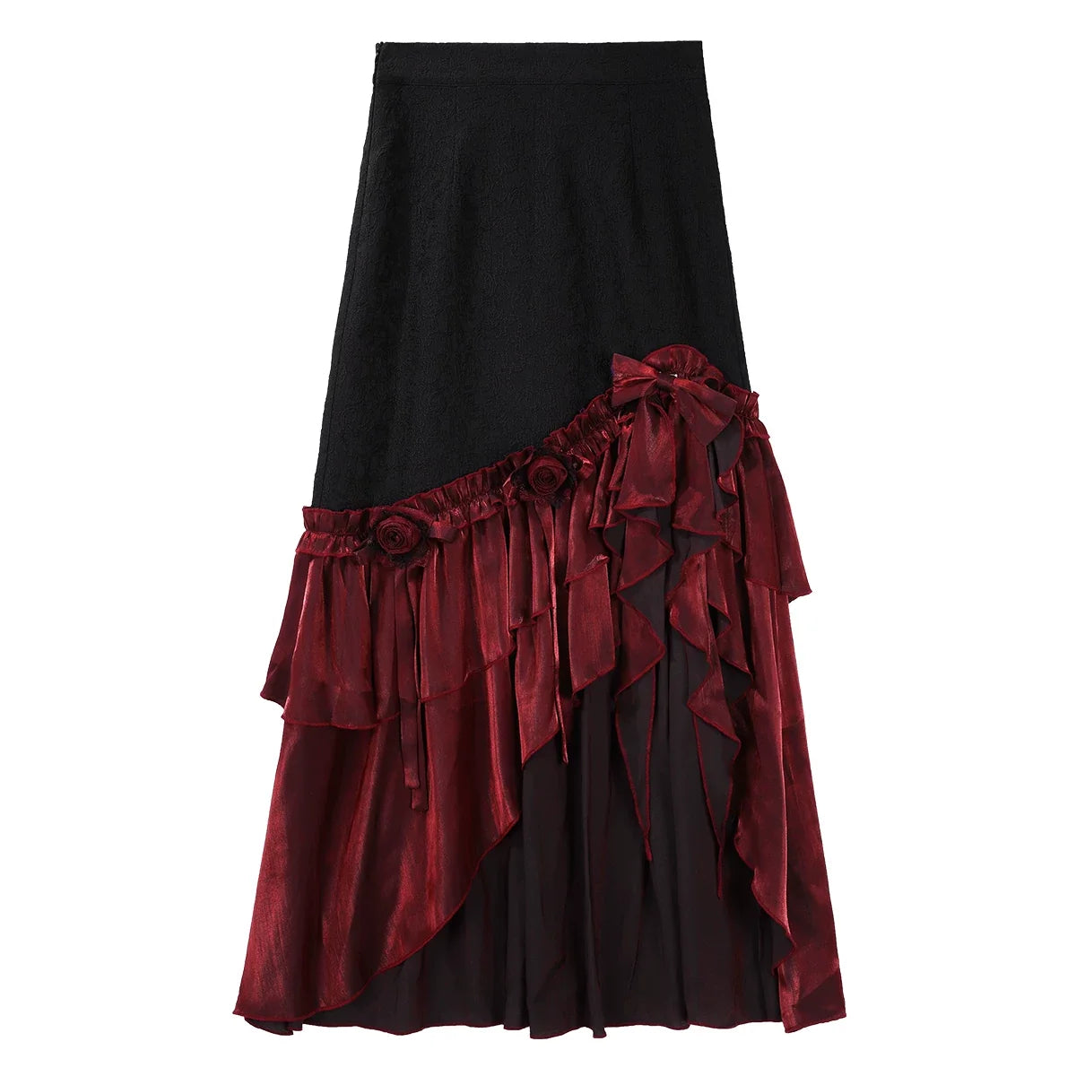 Your Princess - Bone Rot Bloom - Gothic Lolita Embroidered Camisole & Drawstring Lift-up Hem Skirt