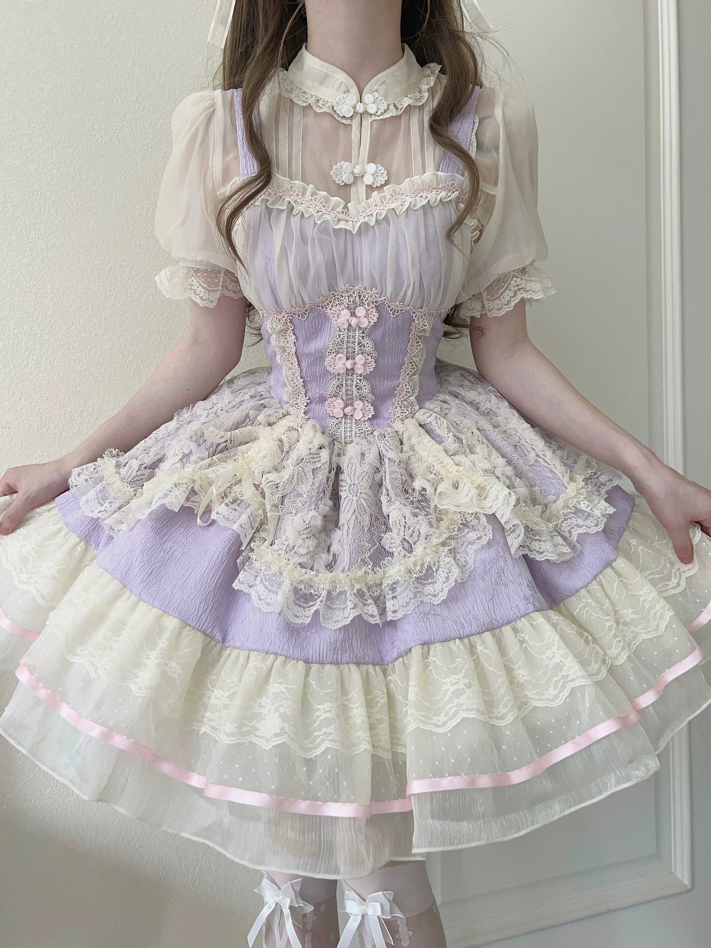 Hua Ji Fu Lei - Chinese Style Lolita JSK Dress Ballet Style Innerwear Set S purple JSK