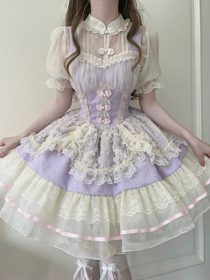 Hua Ji Fu Lei - Chinese Style Lolita JSK Dress Ballet Style Innerwear Set S purple JSK
