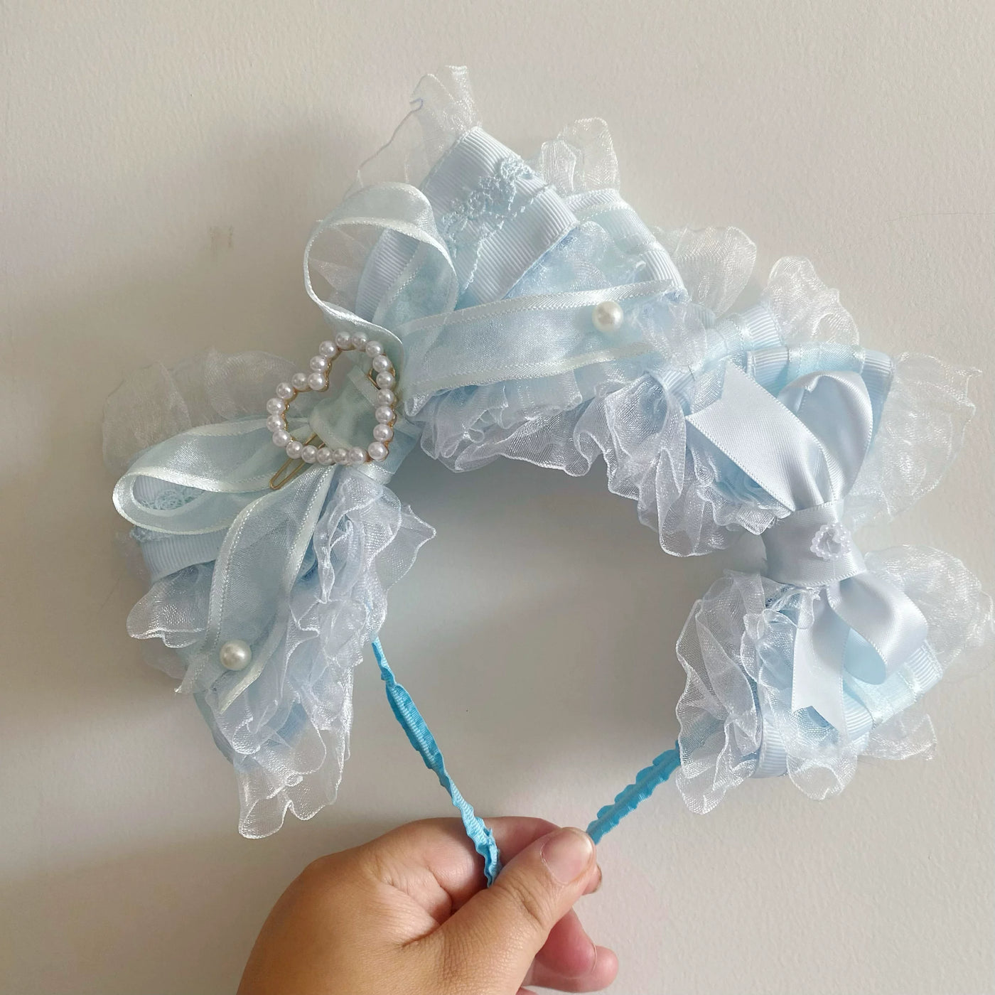 candycoco - Pastel Ribbon - Headband with layered bows and pearl accents