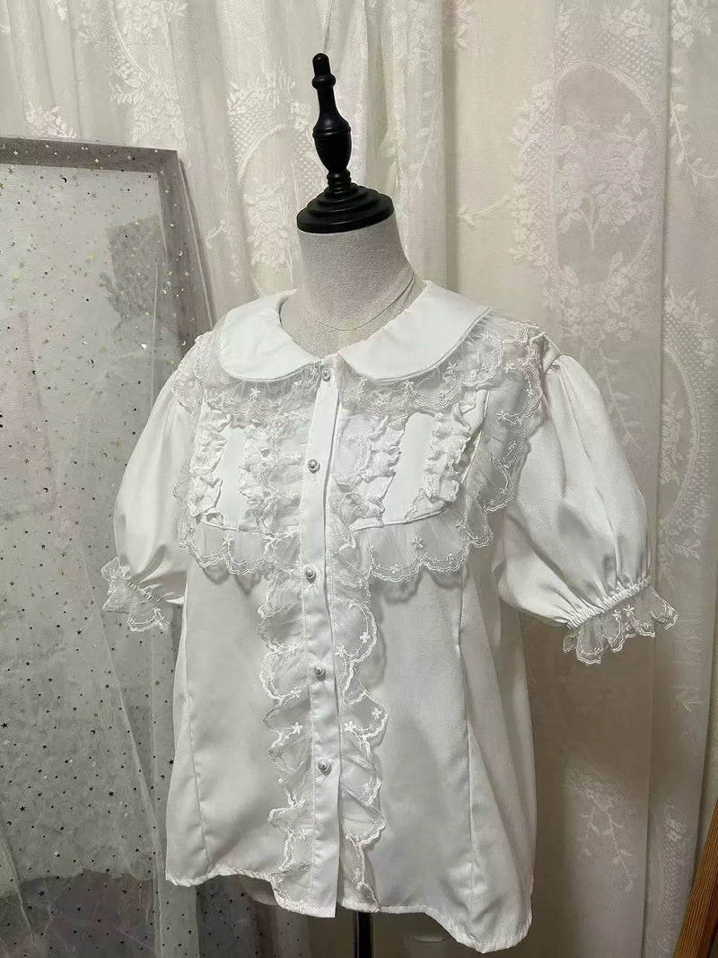 Hello Princess Lolita - Lace Collar - Plus-Size Lolita Shirt with Lace Ruffles – detail view 7