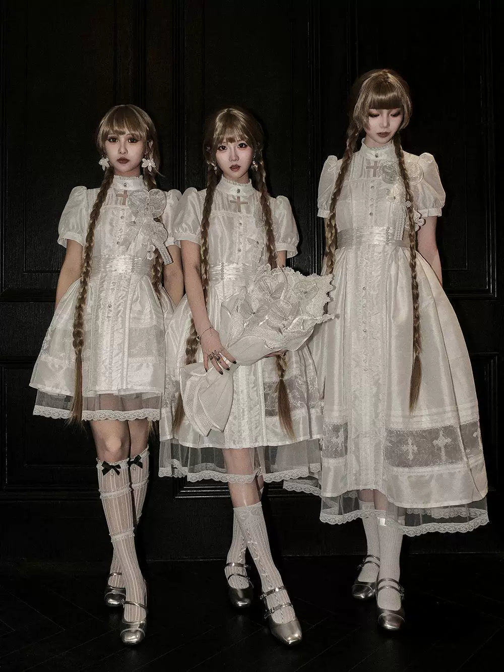 Sweetheart Dream Machine - Cross Lace - Gothic OP Dress with a Stand Collar