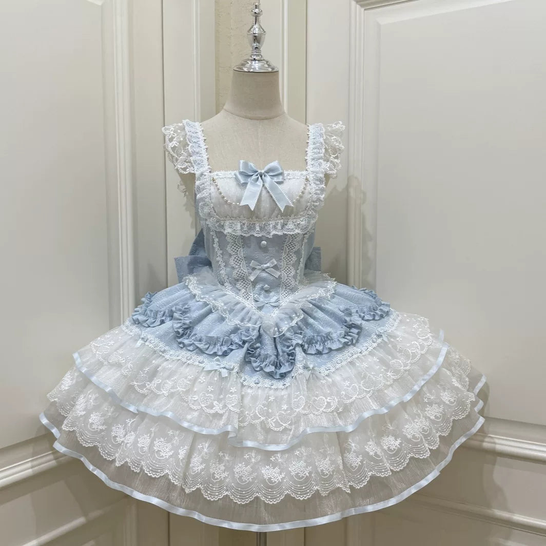 Lady Han Ballet Dream Lolita JSK dress featuring a floral print, fitted bodice, and flowing skirt in soft pastel colors.