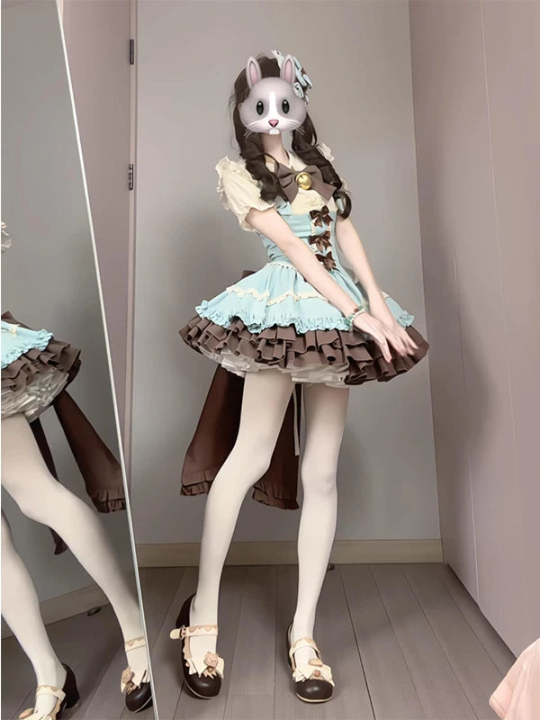 Creamy - Mint Chocolate Doll-Style - JSK Outfit Set with a Tiered Ruffle Skirt