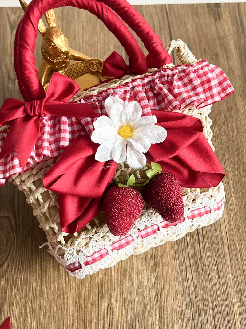 March Hare strawberry picnic straw hats and handbag - view 5