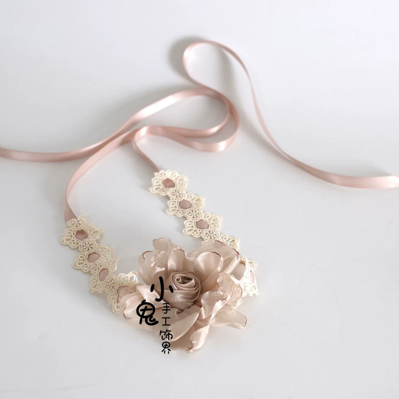 Xiaogui - Elegant Champagne Lolita Headdress - Floral & Bows Headwear