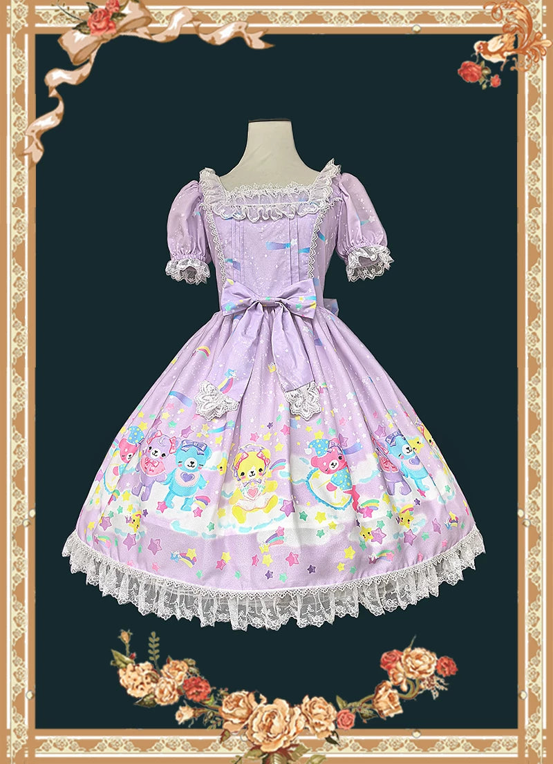 Infanta - Sleepy Bear - Printed Chiffon OP & JSK