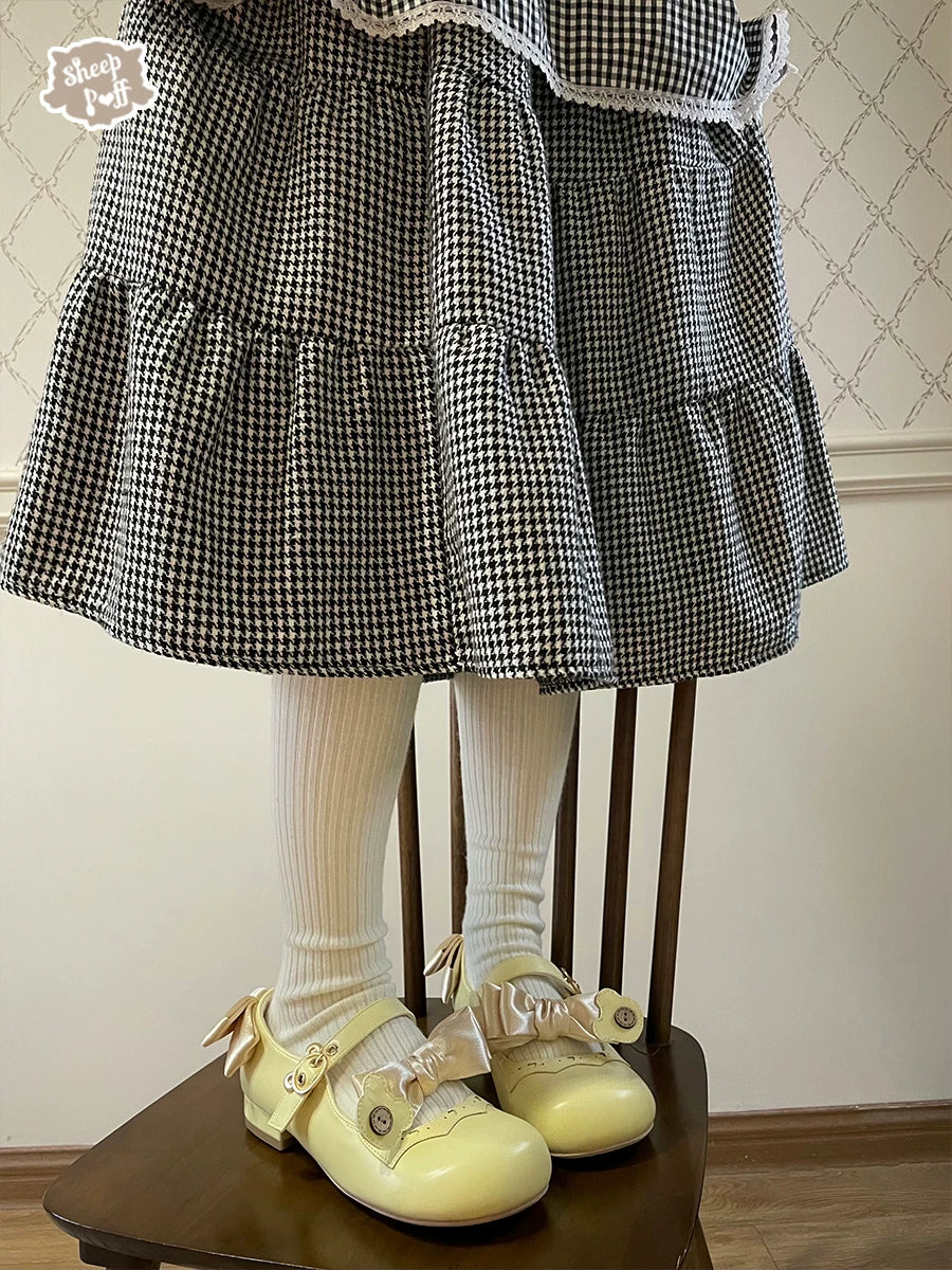 Sheep Puff Candy Lolita shoes featuring plush bear puff design and colorful candy accents, perfect for cute, whimsical outfits.