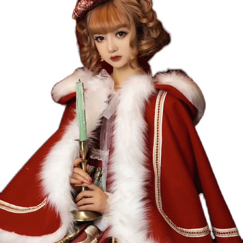Snowflake Ballad Plush-Collar Lolita Cape — additional product view