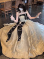 Champagne Dress + Petticoat Long Style / S