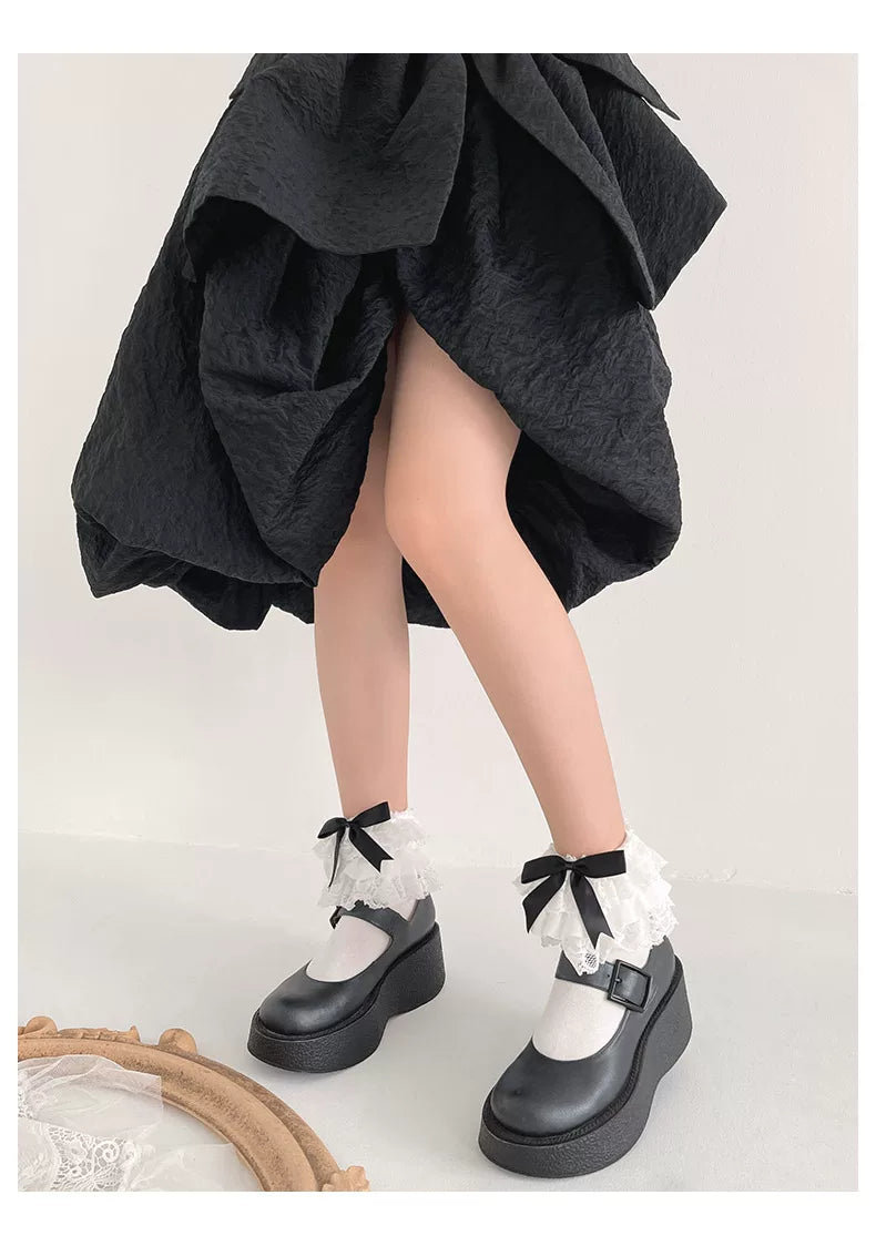 Sock Noble - Bow Lace - Short Socks with Lace Cuffs